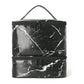 Black Marble Double-Layer PU Nail Polish Storage Case with High Capacity for Essential Oils and Nail Lamp - Portable & Adjustable