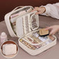 White Premium 5-in-1 Multifunctional PU Cosmetic Bag - Spacious Travel Organizer for Makeup, Toiletries, and Cosmetics