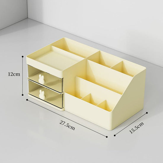 Yellow Drawer-Style Cosmetic Organizer - Multifunctional Jewelry Storage Box for Desk - Minimalist Desk Organizer for Students