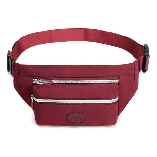 Red Casual Chest Bag - Water-Resistant Compact Waist Pack for Women with Adjustable Strap