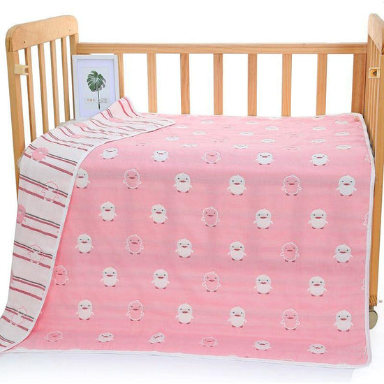 Pink Chick, 6-Layer Muslin Baby Blanket - Soft Cotton Bedding for Infants and Toddlers, 110x110 cm,
