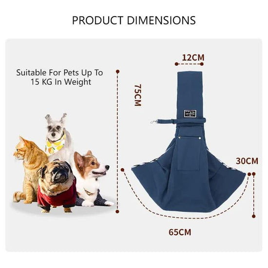 Black Adjustable Pet Sling Carrier Bag - Comfortable and Hands-Free Design