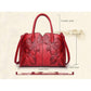 Red  Elegant Embossed Rose Leather Handbag - Vintage Style Tote Bag