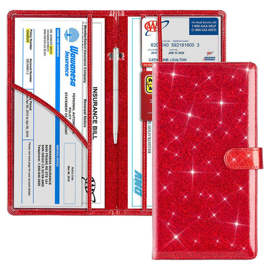 Pink Sparkling Document Organizer Wallet - 24x12.8cm, Lightweight and Durable