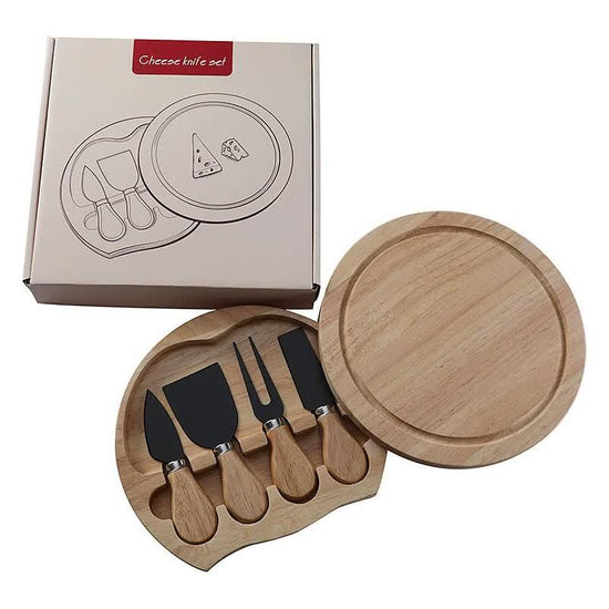 Black Premium Wooden Cheese Board Set with Knives - Perfect for Entertaining