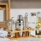 350ML 7-Piece Stainless Steel Cocktail Shaker Set with Bamboo Stand - Bartender Kit