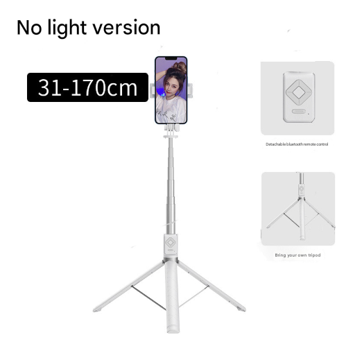 White No Light 3-in-1 Bluetooth Selfie Stick with Tripod and Remote Control - Adjustable for Smartphones