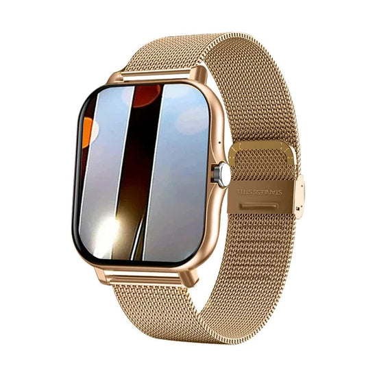 Gold Smart Fitness Watch with Large Display - 24 Sport Modes, Heart Rate Monitor & More