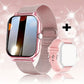 Steel Bracelet With Silicone Strap Pink Smart Fitness Watch with Large Display - 24 Sport Modes, Heart Rate Monitor & More