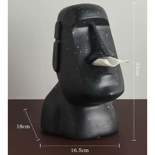 Black Creative Moai Tissue Holder - Fun and Unique Decorative Dispenser