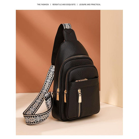 Black Stylish PU Leather Crossbody Sling Bag - Compact and Multi-Functional