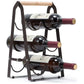 Folding Metal Wine Rack - Space-Saving 6-Bottle Storage Organizer with Wooden Handle