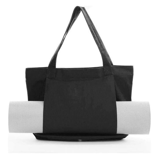 Black Yoga Mat Tote Bag - Multi-Purpose Gym Bag with Yoga Mat Holder