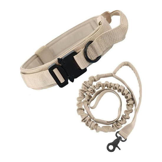 L khaki Hands-Free Dog Leash with Adjustable Waist Belt - Shock Absorbing Bungee Lead
