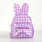 Purple Kids Bunny Ear Gingham Backpack - Cute Mini Bag for Girls