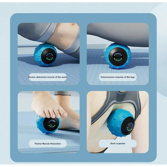 Blue Rechargeable Electric Massage Ball - Vibrating Full-Body Muscle Relaxation Tool