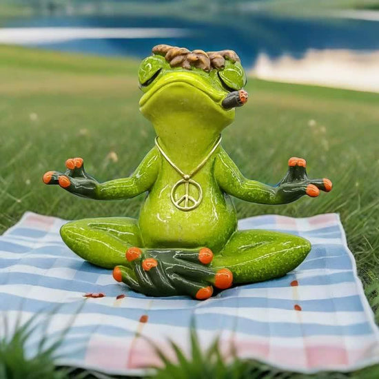 Zen Frog Meditation Figurine - Peaceful Yoga Frog Statue