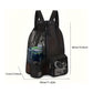 Black Mesh Drawstring Backpack - Lightweight Sports and Beach Bag with Pockets