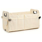 Beige Foldable Car Trunk Organizer - Multi-Compartment Storage Box with Handles