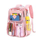Pink Clear Transparent Backpack - Stylish PVC School Bag with Multiple Pockets
