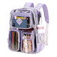 Purple Clear Transparent Backpack - Stylish PVC School Bag with Multiple Pockets