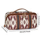 Brown Boho Travel Cosmetic Bag - Large Waterproof Makeup Organizer with Handle