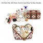 Brown Boho Travel Cosmetic Bag - Large Waterproof Makeup Organizer with Handle