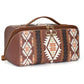 Coffee Brown Boho Travel Cosmetic Bag - Large Waterproof Makeup Organizer with Handle