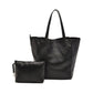 Black Classic Large PU Leather Bag with Inner Pouch - Elegant and Functional