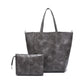 Grey Classic Large PU Leather Bag with Inner Pouch - Elegant and Functional