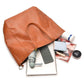 Grey Classic Large PU Leather Bag with Inner Pouch - Elegant and Functional