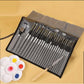 Professional Artist Brush Set with Portable Roll-Up Canvas Case - 36 x 26 cm