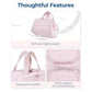 Pink Waterproof Travel Duffle Bag - Lightweight Multi-Pocket Overnight Bag for Women