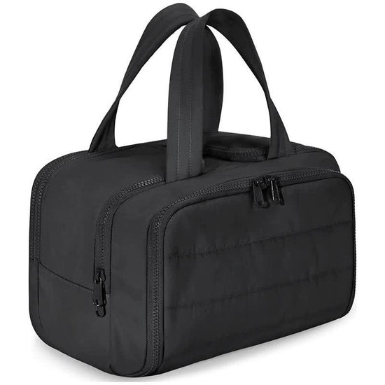 Black Waterproof Travel Duffle Bag - Lightweight Multi-Pocket Overnight Bag for Women