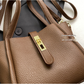 Brown Elegant Leather Shoulder Bag - Compact Handbag with Adjustable Strap