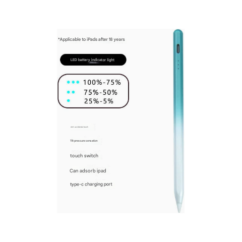 Green Stylus Pen for iPad (2018 & Later) - Tilt Pressure, Magnetic Attachment, LED Battery Indicator, Type-C Rechargeable