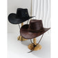 Dark Brown Classic Western Cowboy Hat with Wide Brim - Durable and Stylish Design