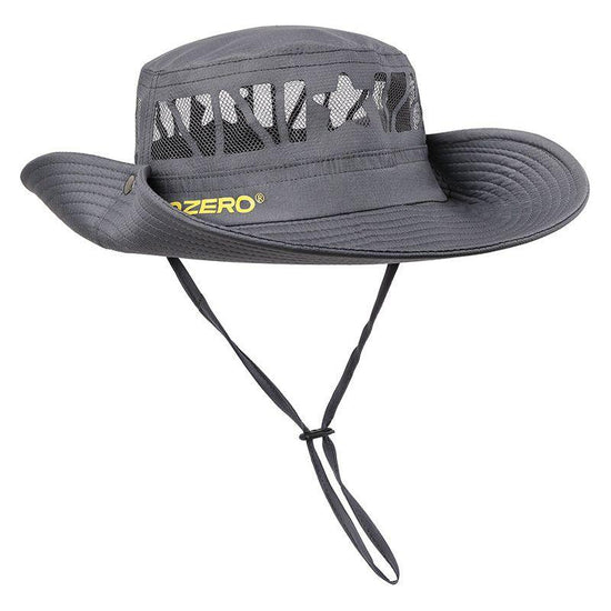 Grey Outdoor UV Protection Wide-Brim Boonie Hat with Mesh Ventilation