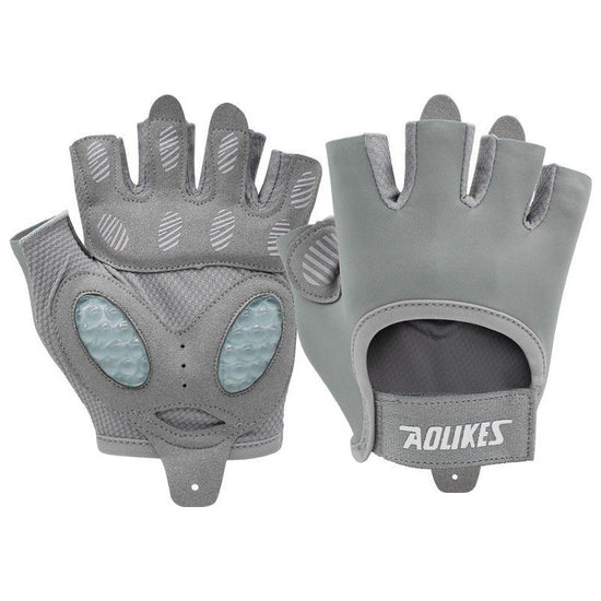 M Grey Breathable Gym Training Gloves with Non-Slip Palm Grip