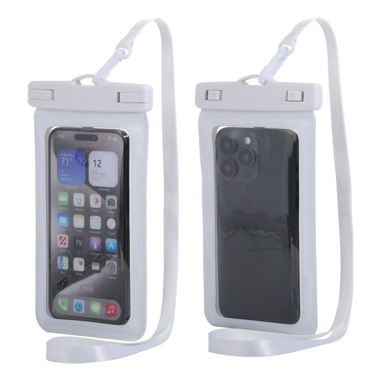 White Four Pieces Per Set Waterproof Phone Pouch with Clear Touchscreen Window and Lanyard