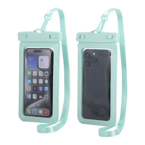 Light Blue Four Pieces Per Set Waterproof Phone Pouch with Clear Touchscreen Window and Lanyard