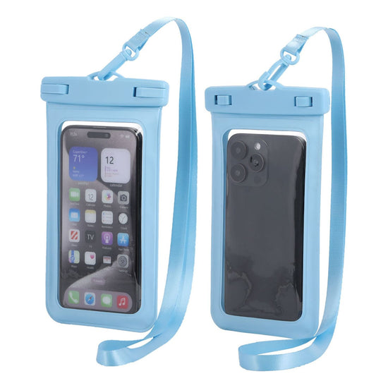 Blue Four Pieces Per Set Waterproof Phone Pouch with Clear Touchscreen Window and Lanyard