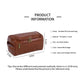 Brown Premium PU Leather Travel Toiletry Bag with Zipper Compartments
