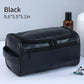 Black Premium PU Leather Travel Toiletry Bag with Zipper Compartments