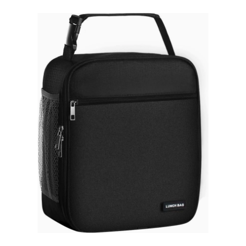 Black Set of 2 Handheld Insulated Lunch Bags for Food Storage