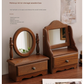 Square Wooden Tabletop Vanity Mirror with Drawer, Elegant Design