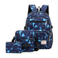 Blue Stylish 3-Piece Backpack Set with Unique Geometric Design