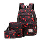 Red Stylish 3-Piece Backpack Set with Unique Geometric Design