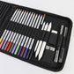 Blue 40-Piece Drawing Pencil Set, Professional Art Kit in Convenient Storage Case
