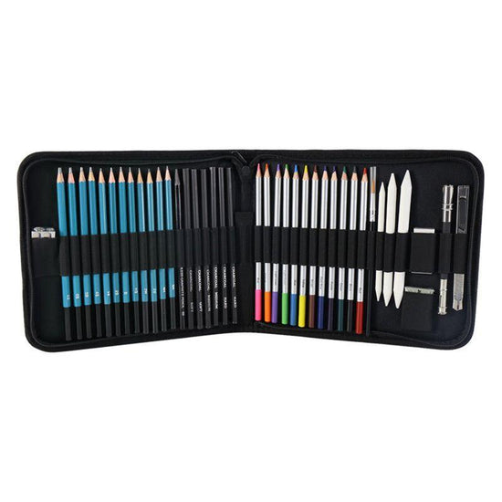 Light Blue 40-Piece Drawing Pencil Set, Professional Art Kit in Convenient Storage Case